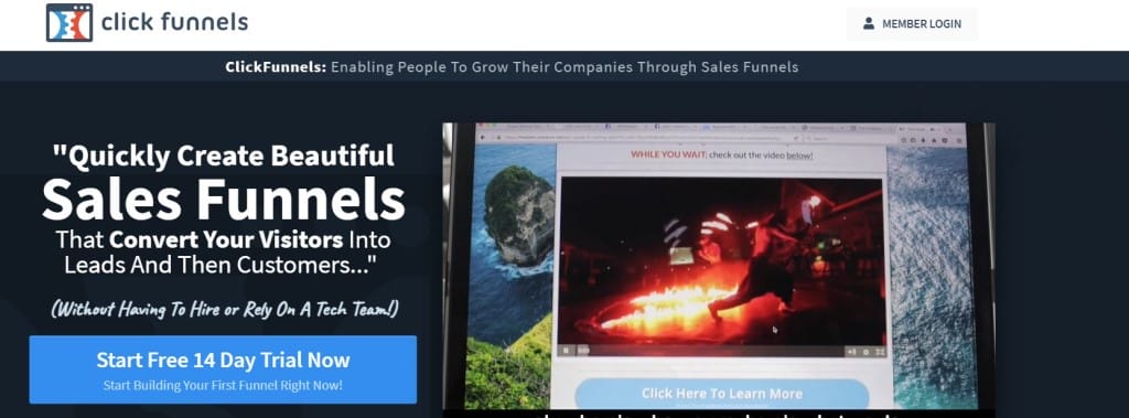 clickfunnels homepage