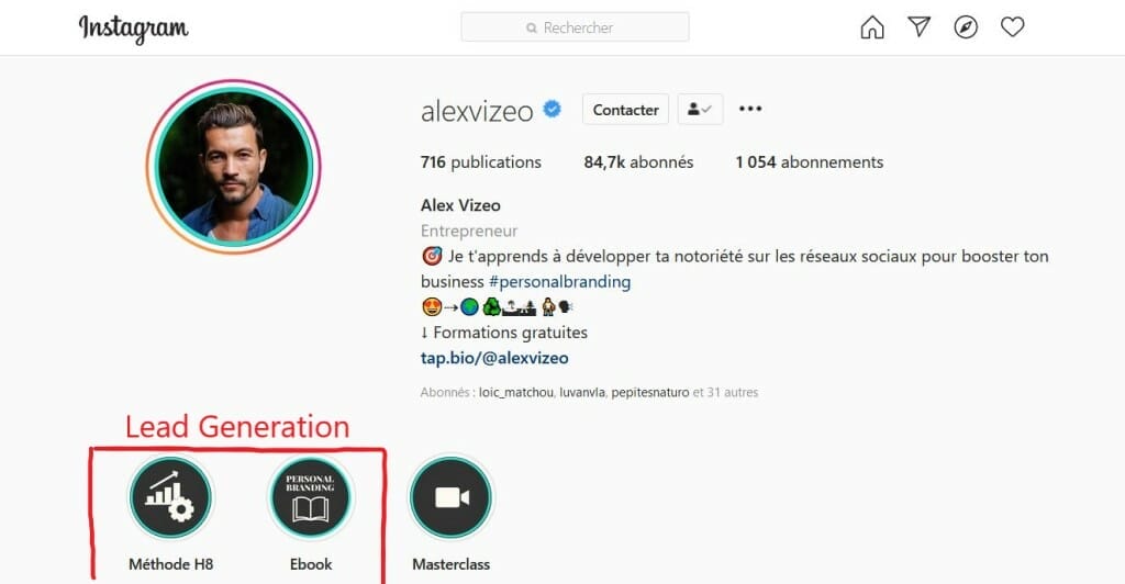 acquisition lead instagram alex vizeo