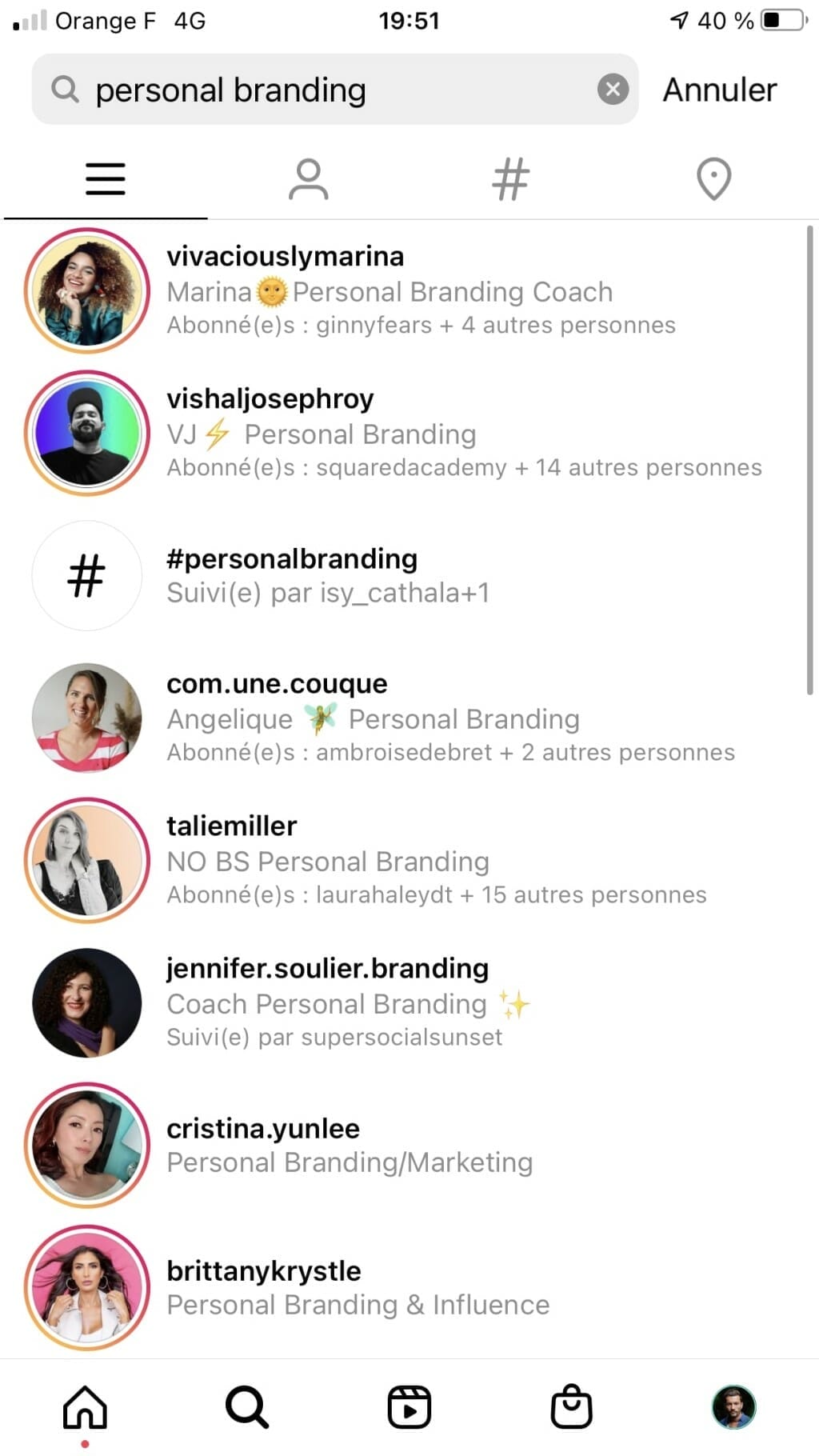 suggestion instagram compte associes