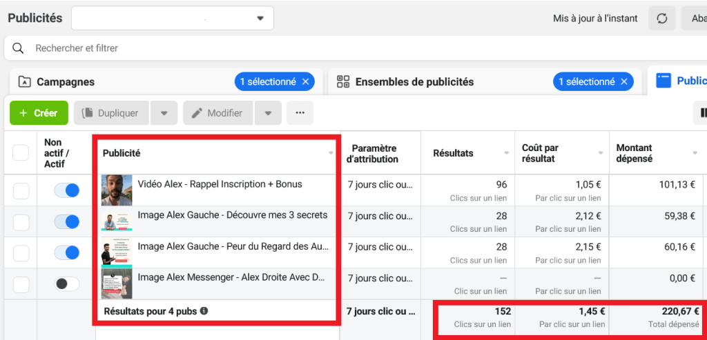 gestionnaire publicite facebook statistiques