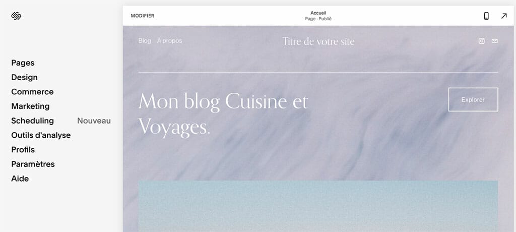 editeur site squarespace