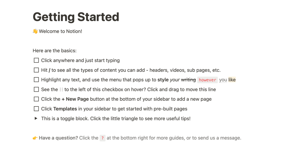 comment utiliser notion debut