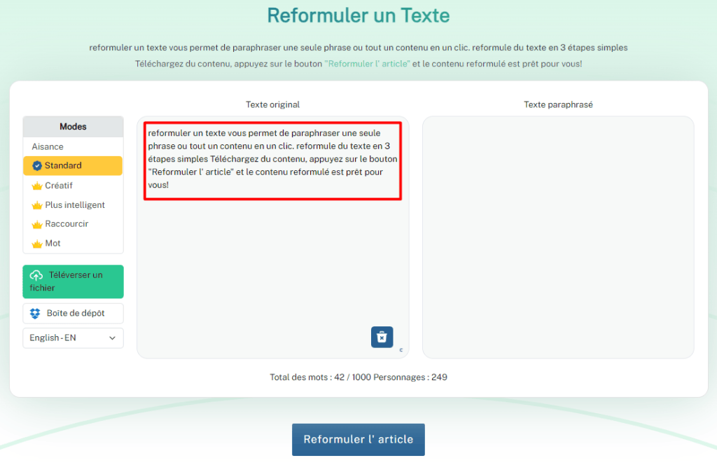 outil pour reformuler un texte