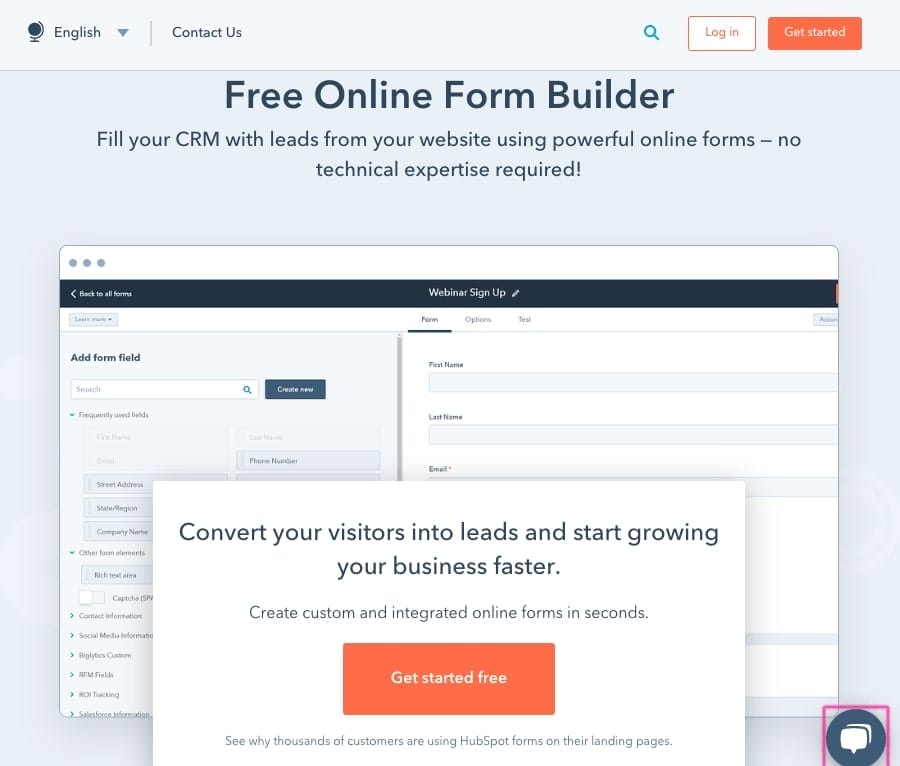 hubspot forms free tool