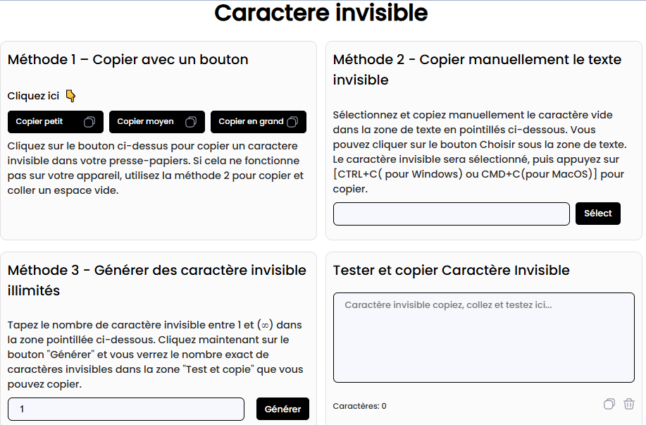 outil creation texte invisible copier coller