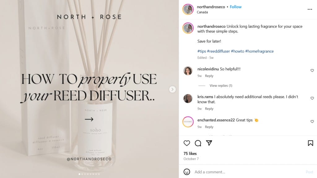 idée post Instagram - Présentation détaillée de produit