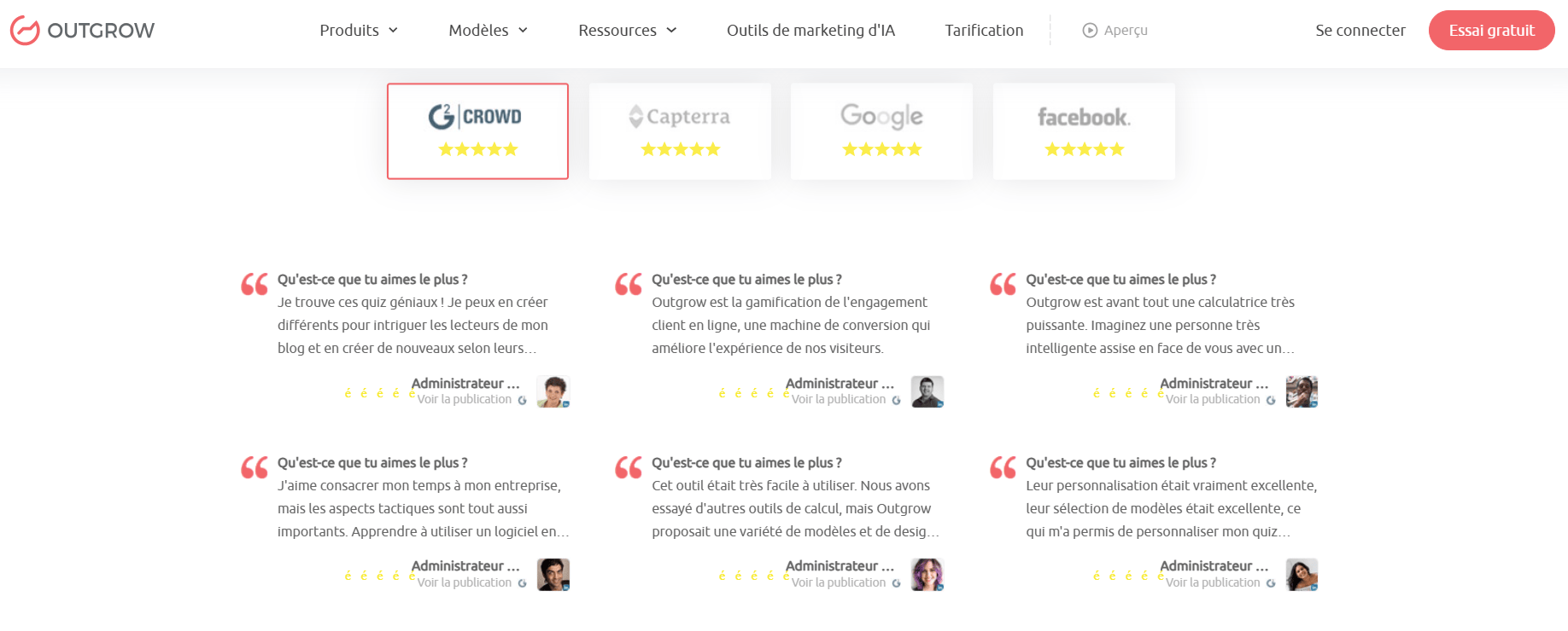 Outgrow Avis clients   