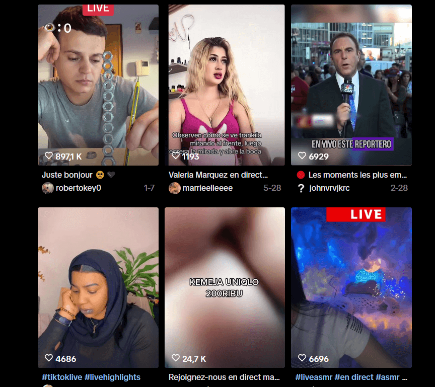 Live/vidéo en direct