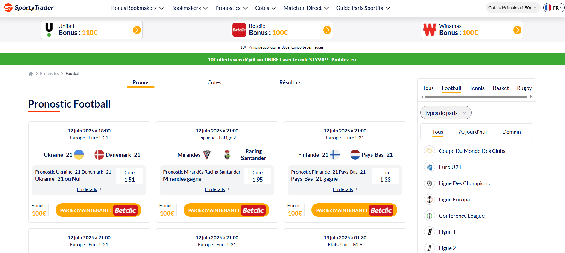 SportyTrader Pronostic Football